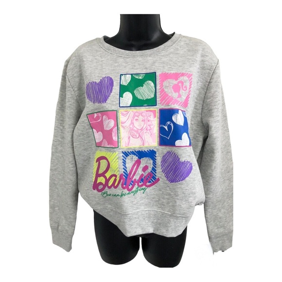 Barbie gray Barbie collage graphic print sweatshirt size large new - Picture 1 of 9